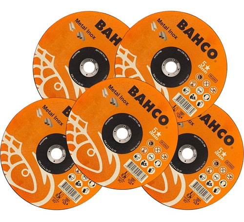 Disco Corte Bahco Metal 115 X 1.6mm Esmerilado Kit X 5 Unid.