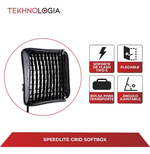 Imagen 2 de 10 de Softbox Caja De Luz 60x60 Grid C/ Adaptador P/ Flash Zapata
