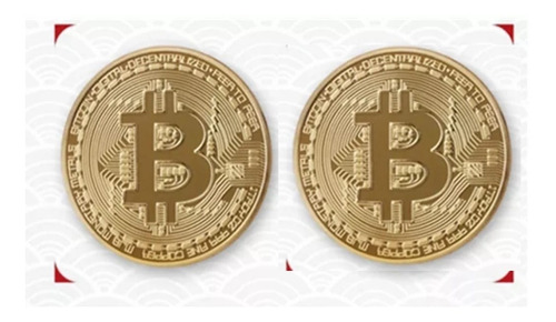 2 Monedas Bitcoin Conmemorativas Color Dorado Con Estuche