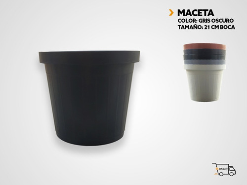 Maceta Redonda De Plástica Jardín 21 Cm Boca X 18 Cm Altura