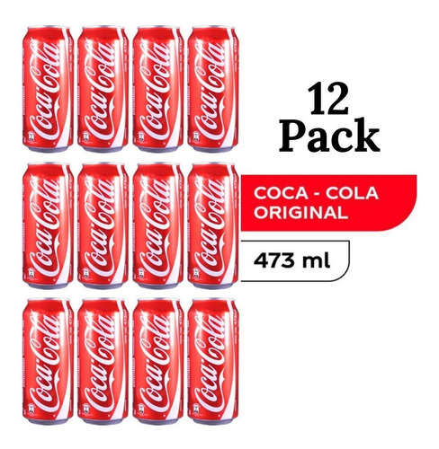 Paquete De 12 Coca Cola De Lata Regular De 473 Ml 