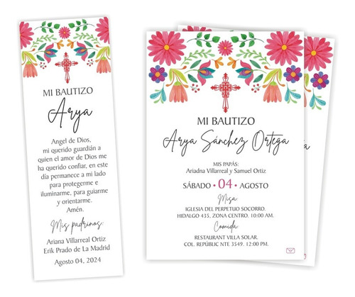 Invitaciones Bautizo, Comunion, Presentacion, Mexicana.