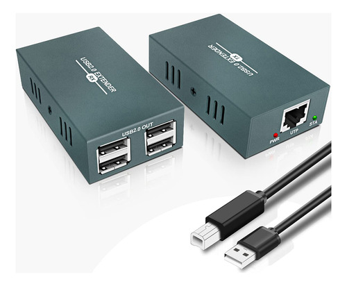 Extensor Usb Rj45 Lan Extensin, Con 4 Puertos Usb 2.0, Trans