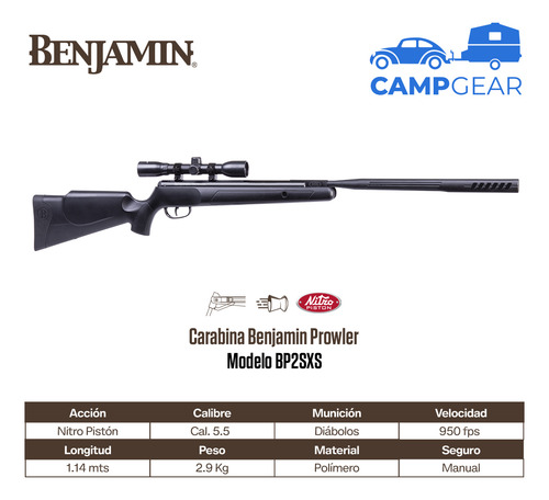 Carabina Np Benjamin Prowler Cal. 5.5 +mira+ Diábolos