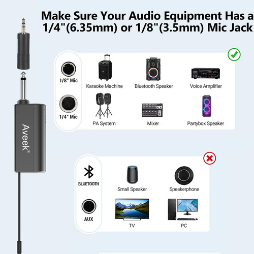 Micrófono Inalámbrico De Karaoke Aveek Para Altavoces (2 Paq