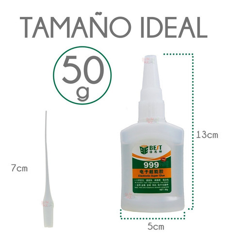 Pegamento Instantaneo Secado Rapido Electronica Metal 50g Color Transparente