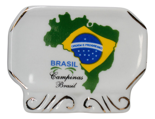 Item Decorativo Mapa Do Brasil Campinas Em Cerâmica 8cm C117
