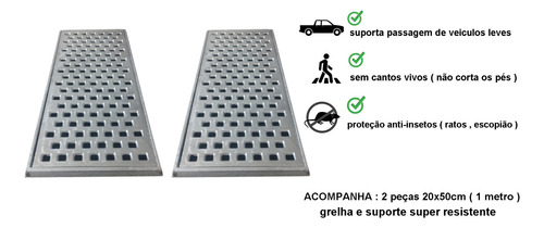10,5 Ralo Linear 20x100 Grelha Aluminio +aro (21 Pçs 20x50)