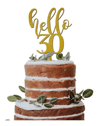 Imagen 1 de 1 de Cake Topper Cumpleaños Adorno Hello 30 O Cualquier Número