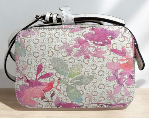 Bolsa Guess Crossbody Floral (original) Floral Floreado Níquel Blanco