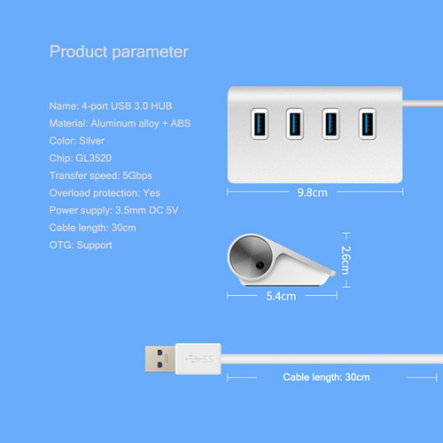 Usb 3.0 Hub Extensor Usb Compacto De 4 Puertos Para