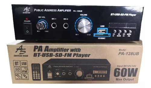 ASPX060 Amplificador de Linea Sonido Ambiental 60W con Reproductor  BT-USB-SD y Grabación American Sound - Audiocustom