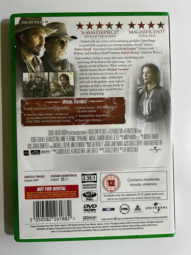 Open Range (2003) Kevin Costner. Película En Dvd Región 2 (Usado)