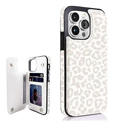 Funda Para iPhone 13 Pro Piel Sintetica Cartera Leopardo