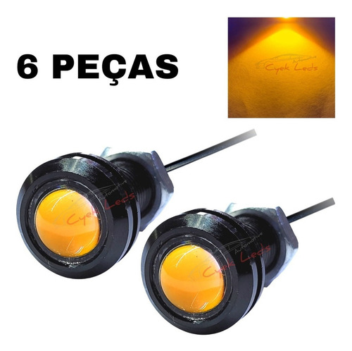 Led Grade Dianteira Caminhonete Carro Luz Âmbar 12v 18mm 6pç