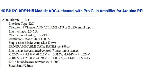 Convertidor Analogico Digital Ads1115 16bits 4 Canales