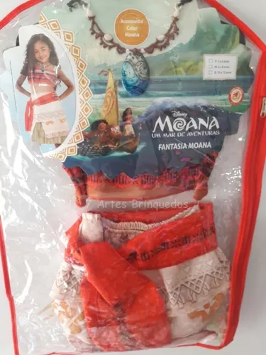 Fantasia Moana Infantil Vestido Festa Disney Roupa + Colar