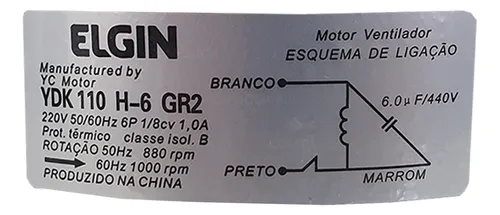 Motor Ventilador Evaporadora AC YDK 110 H 6 GR2 Elgin