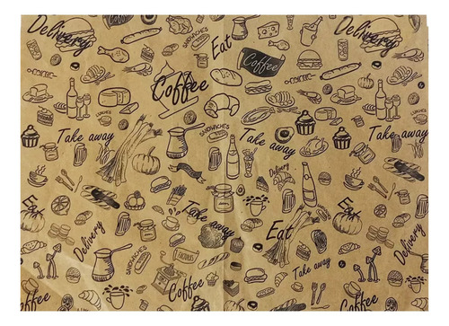 Mantel Individual Papel Kraft Madera Descartable 30x40cm Pack X200 Unidades Diseño Coffee