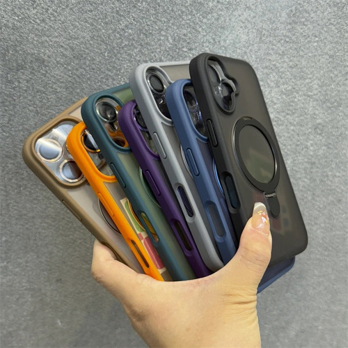 Funda Case Para iPhone Magsafe De Uso Rudo Con Soporte + Mica Cámara + Correas