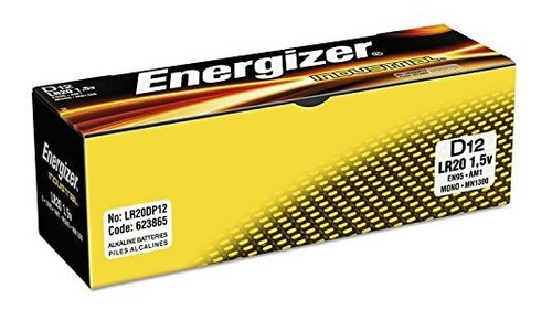 Batería Alcalina De Potencia Industrial Energizer D, 2500mah