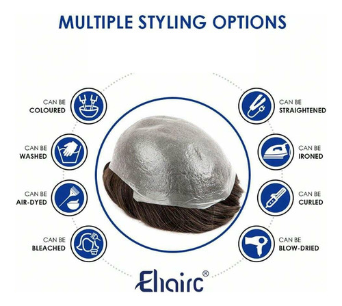Prótesis Capilar Indetectable Cabello 100% Humano 1b#-color Natural 8*10