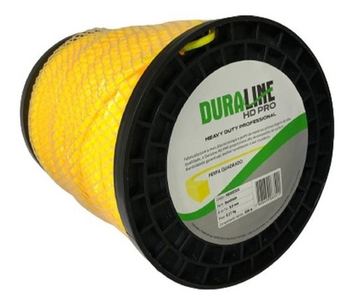 Bobina Fio Nylon Roçadeira 3mm Quadrado 2,270 kg 255mts Duraline Cor Amarelo