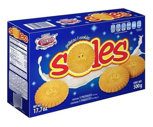 5 Cajas Galletas Soles Dondé De 500g C/u