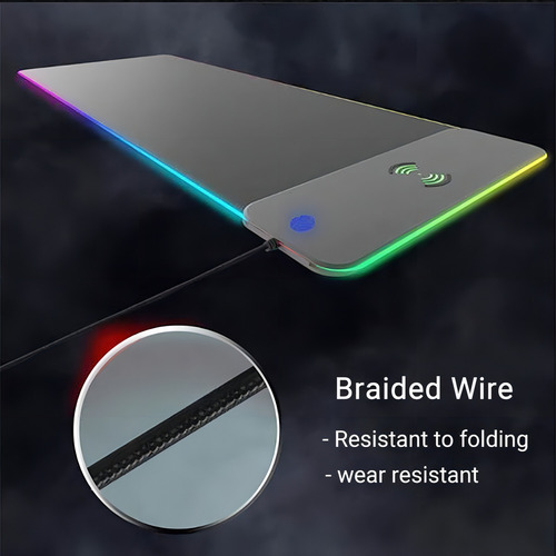 Mouse Pad Gaming Rgb Xxl Con Cargador Inalambrico P/ Celular