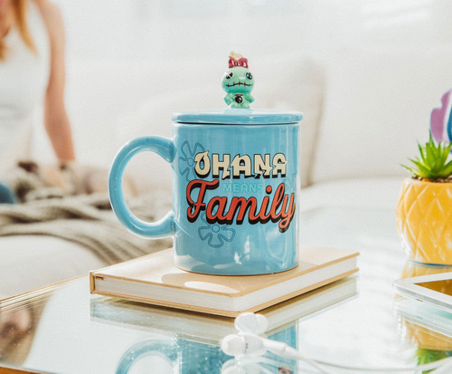 Taza Silver Buffalo Lilo & Stitch Wink Ohana 530 Ml Con Tapa