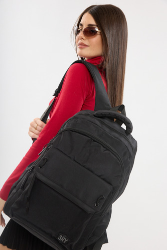 Mochila Negra Unisex Shy Moda Nueva Urbana Grande Negro Liso