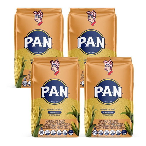 Harina De Maíz Harina Pan Amarillo 500g X4 Uds