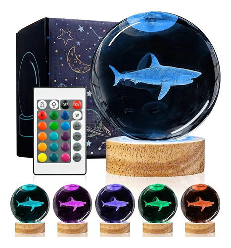 Luces Nocturnas De Bola De Cristal Con Forma De Tiburón En
