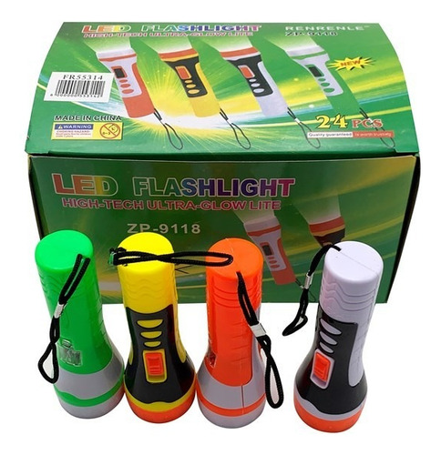 Caja 24 Lámparas Luz Led De Mano Emergencia Portátil Mayoreo Blanca Colores