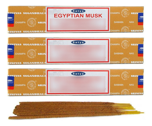 Incenso Satya Nag Champa Massala Egyptian Musk Cx.3un.15g