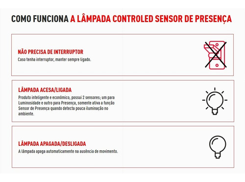 Lâmpada Bulbo Led Controled 9w - Sensor De Presença Ourolux