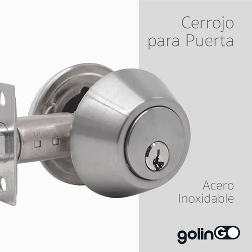 Imagen 2 de 6 de Cerrojo Puerta Doble Llave Cerradura Chapa Manija Recamara