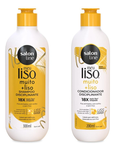 Shampoo 300ml + Condicionador 200ml Muito + Liso, Salon Line
