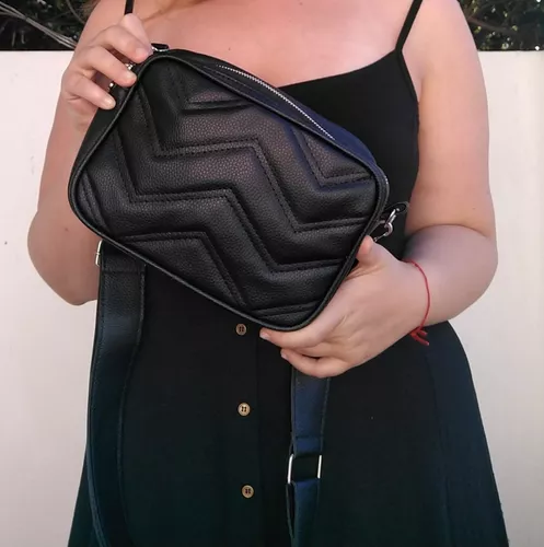 Cartera Bandolera Mujer Eco Cuero Con Matelasse Y Tiras Tela