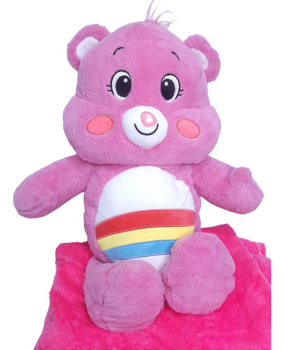 Peluche Ositos Cariñositos 60cm Gruñocito Rosa/azul C/ Manta Osito Cariñoso Rosa