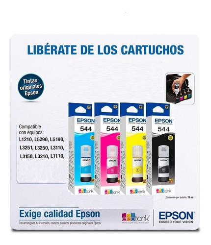 4 Pack Tinta Original Epson 544 - Bk C M Y Facturado