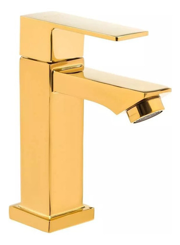 Torneira De Banheiro Lavabo Luxo Metal Moderna Dourada Acabamento Brilhante Cor Dourado