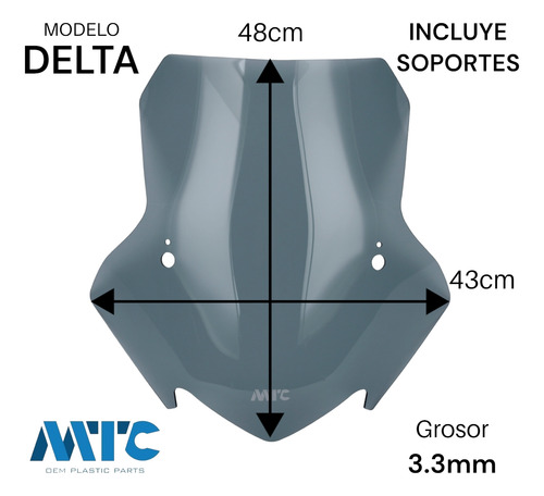 Parabrisas Delta P/ Vento Workman 250 Negro Mtc