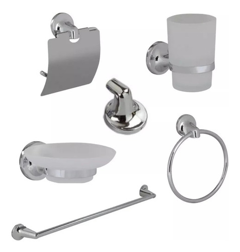 Set De Accesorios Baño Metal Cromo 6 Piezas Derpla Kahlo