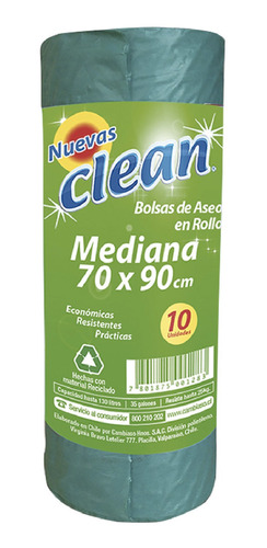 Clean Bolsas De Aseo Mediana 10 Unidades 70 X 90 Cm 