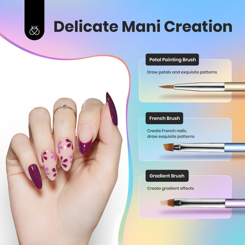 Juego De 6 Pinceles Para Arte En Las Uñas Con Cerdas Suaves A1-nail Art Brush Set 6pcs