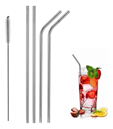 Sorbetes Reutilizables De Acero Inoxidable X 4 + Limpiador | MercadoLibre