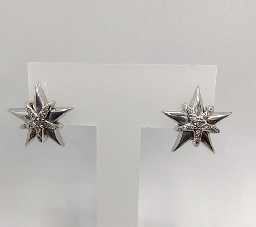 Par De Brincos Ouro 18k 750, Ródio Com Diamantes 5,8g (Usado)