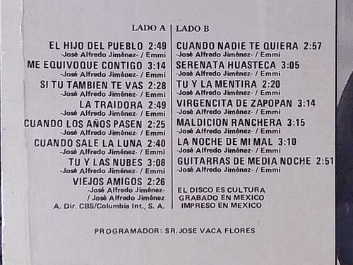 $ José Alfredo Jiménez- 15 Auténticos Éxitos Vol. 2 (Usado)