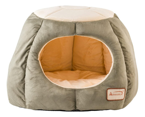 Cama Para Gatos Armarkat, Verde Laurel Y Beige